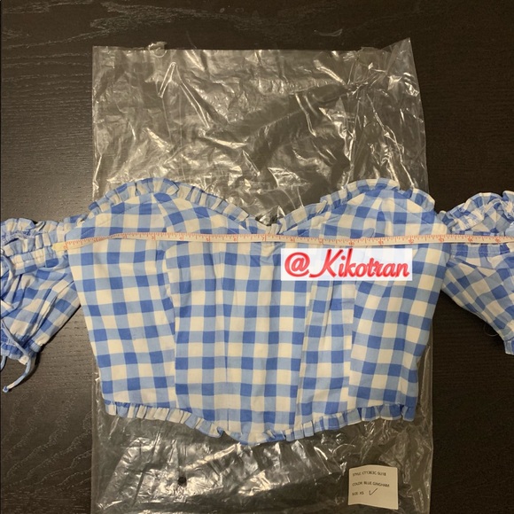 For Love And Lemons Blue Gingham Crop Top - Picture 5 of 7